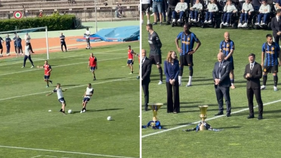 Zanetti tuttofare: in dieci minuti gioca e si veste per la foto ufficiale